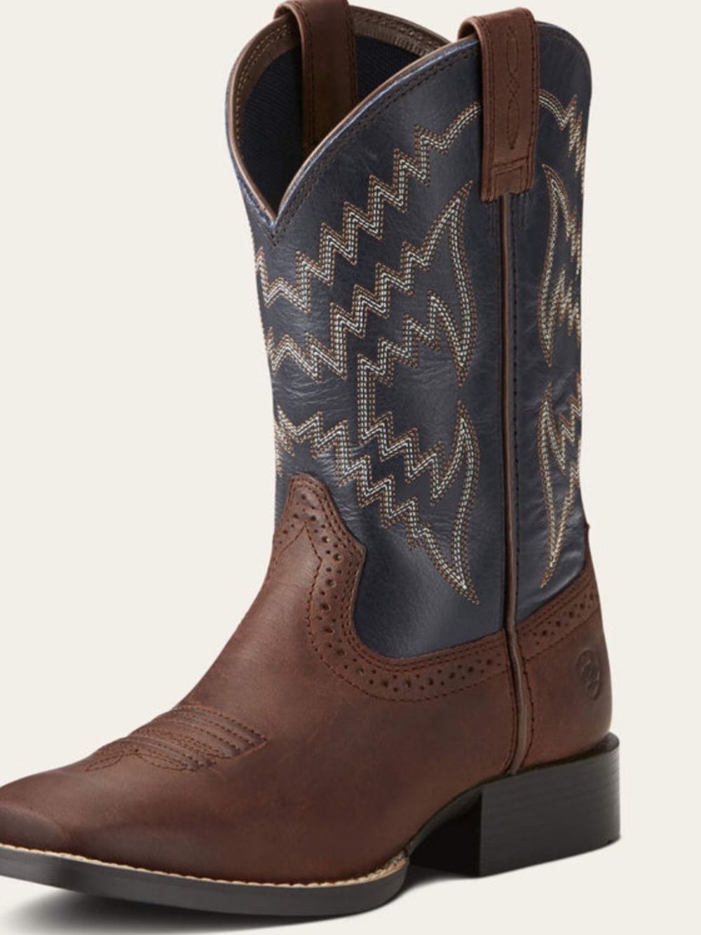 Ariat Tycoon Western Cowboy Boots Kids Youth Size 4 Brown Blue Leather